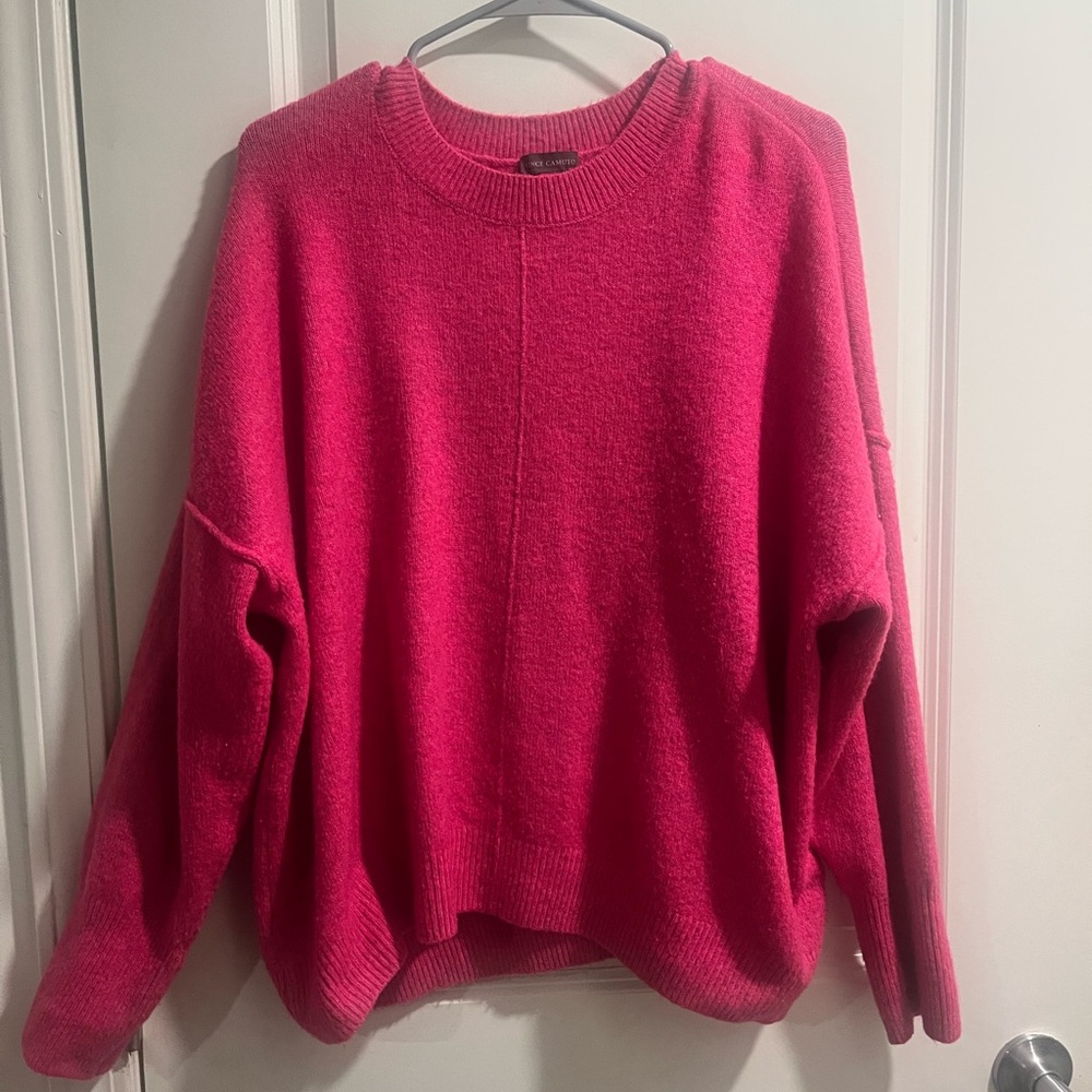 Vince Camuto Vibrant Pink Crew Neck Sweater